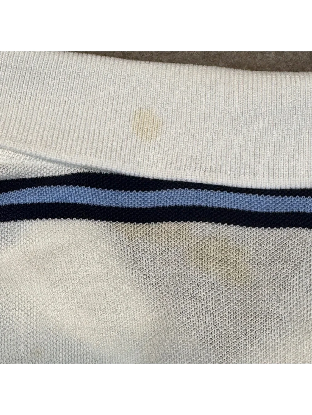 Polo Ralph Lauren Vintage White Striped Pima Cotton Polo Shirt Mens L Red Pony